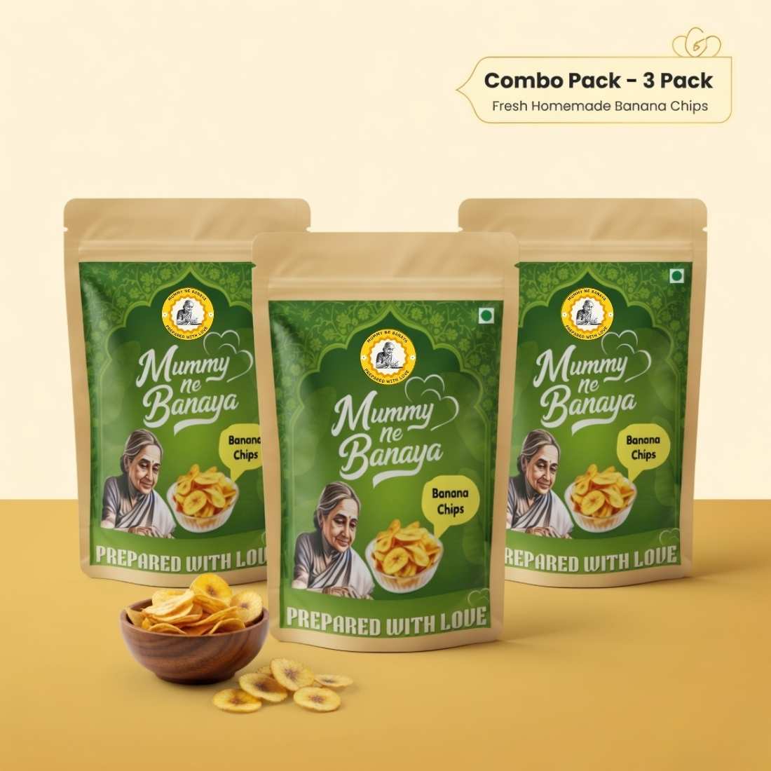 Crunchy Banana Chips Snack 200gm (Pack of 3) | Mummy Ne Banaya